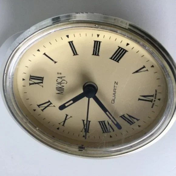 Mikasa Art Deco Vintage Table Shelf Desk Clock B Germany Crystal Semicylinder - Picture 11 of 11